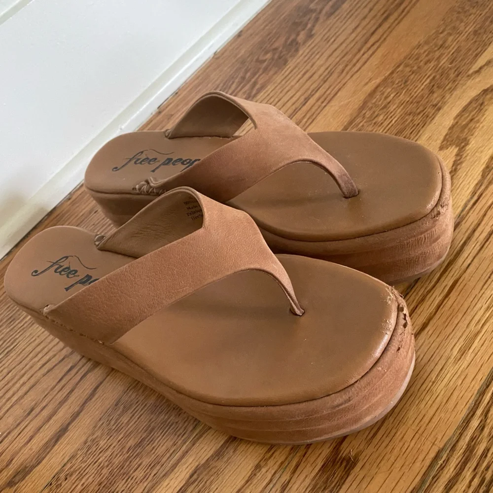Free People Platform Thong Sandals - Tan Women's Flip Flops